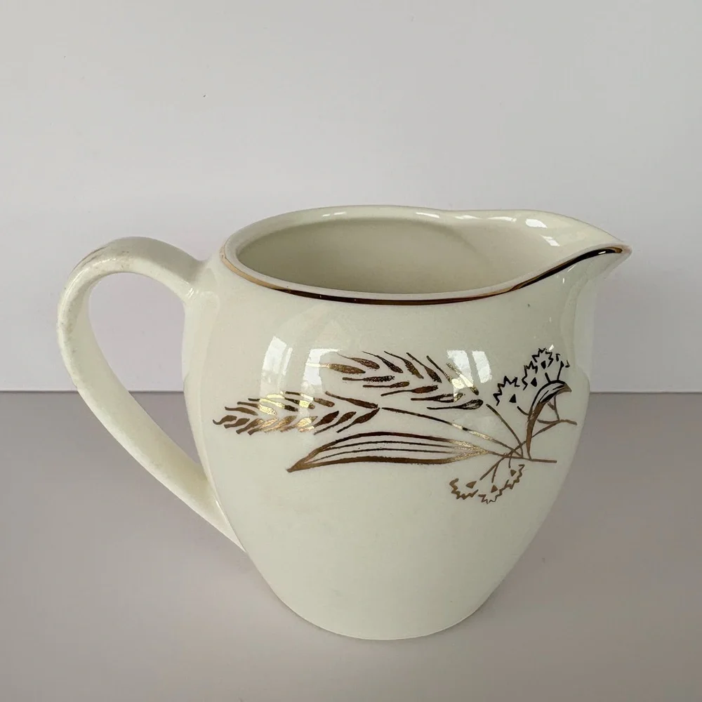 Lifetime China Prairie Ivory Creamer w/22k Gold Trim-Discontinued Vintage Item